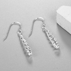 925 Sterling Silver 3D Hollow Long Drop Earrings