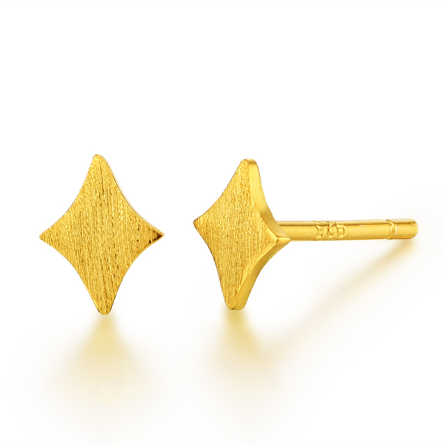 925 Sterling Silver Brushed Quadrilateral Star Stud Earrings