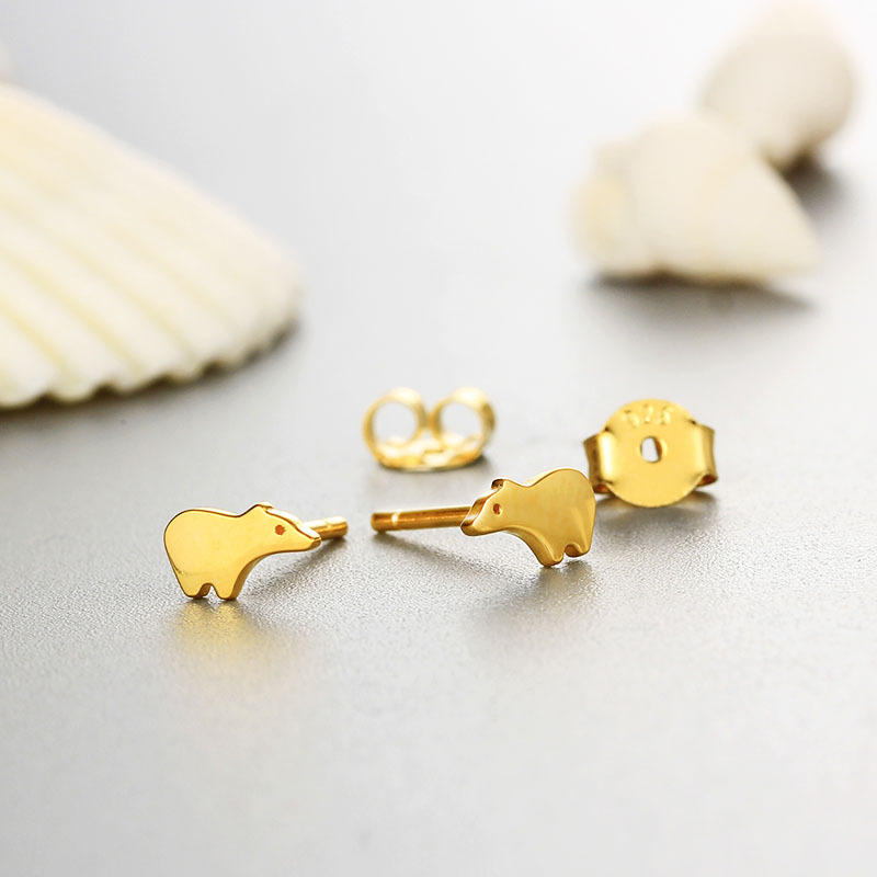 925 Sterling Silver Polar Bear Stud Earrings