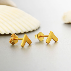 925 Sterling Silver Brushed Letter V Stud Earrings