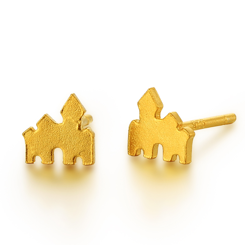 925 Sterling Silver Castle Stud Earrings