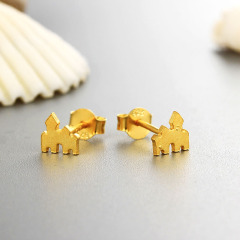 925 Sterling Silver Castle Stud Earrings