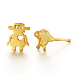925 Sterling Silver Alien&Amp;Airship Stud Earrings