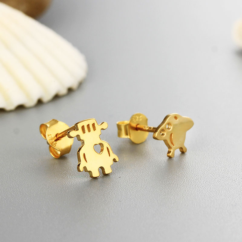 925 Sterling Silver Alien&Amp;Airship Stud Earrings