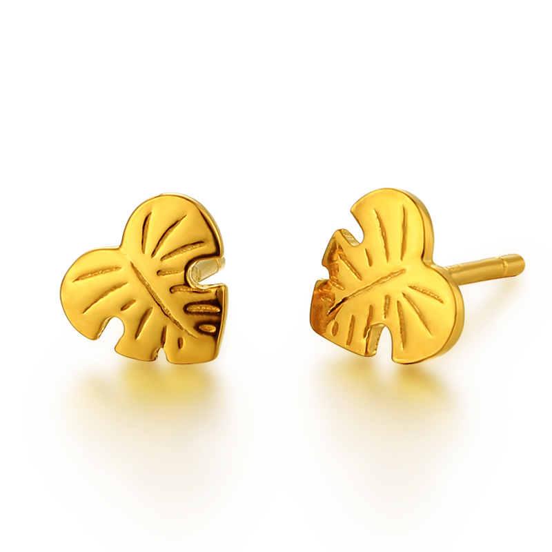 925 Sterling Silver Leaves Shape Stud Earrings