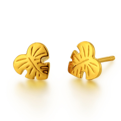 925 Sterling Silver Leaves Shape Stud Earrings