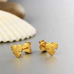 925 Sterling Silver Leaves Shape Stud Earrings