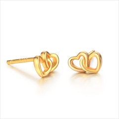 925 Sterling Silver Double Heart Stud Earrings