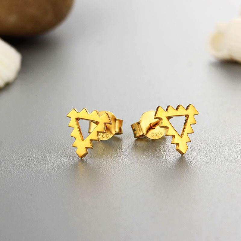 925 Sterling Silver Jagged Triangle Stud Earrings