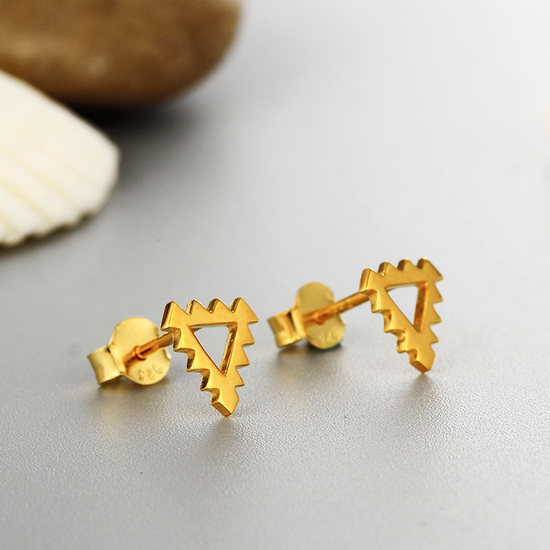 925 Sterling Silver Jagged Triangle Stud Earrings