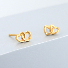 925 Sterling Silver Double Heart Stud Earrings