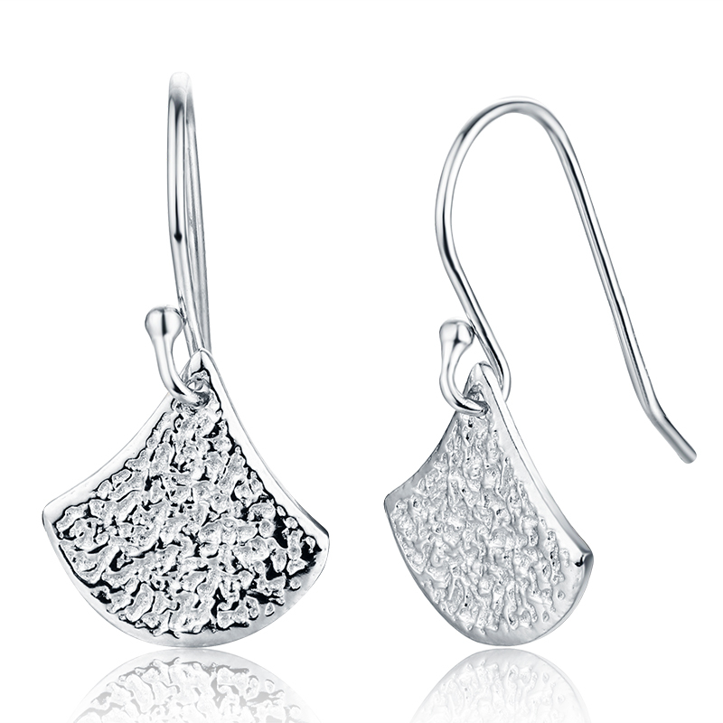 925 Sterling Silver Cubic Zirconia  Fan Shape Hook Earrings