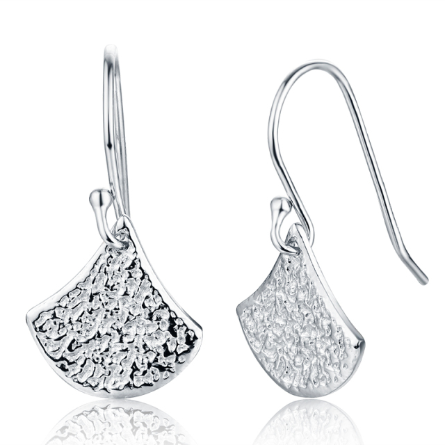 925 Sterling Silver Cubic Zirconia  Fan Shape Hook Earrings