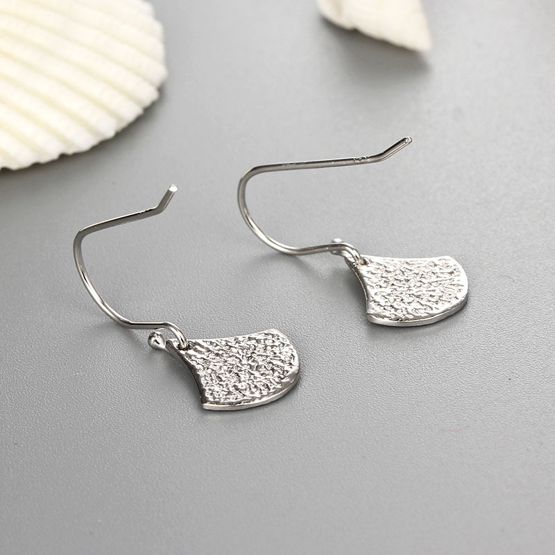 925 Sterling Silver Cubic Zirconia  Fan Shape Hook Earrings
