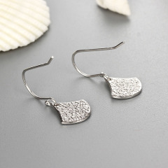 925 Sterling Silver Cubic Zirconia  Fan Shape Hook Earrings