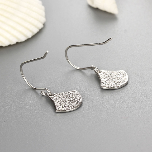 925 Sterling Silver Cubic Zirconia  Fan Shape Hook Earrings
