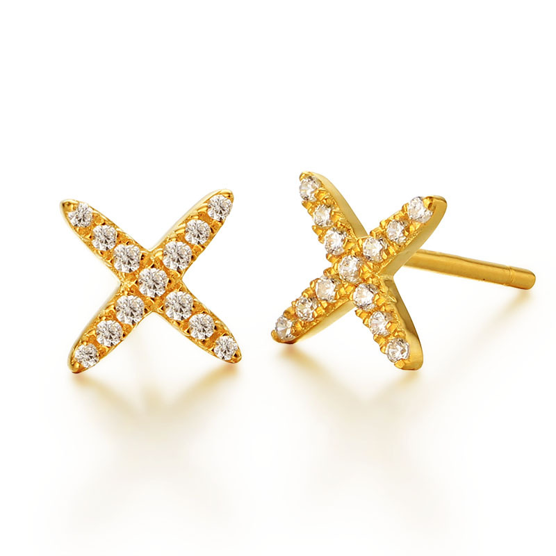 925 Sterling Silver CZ Criss Cross Stud Earrings
