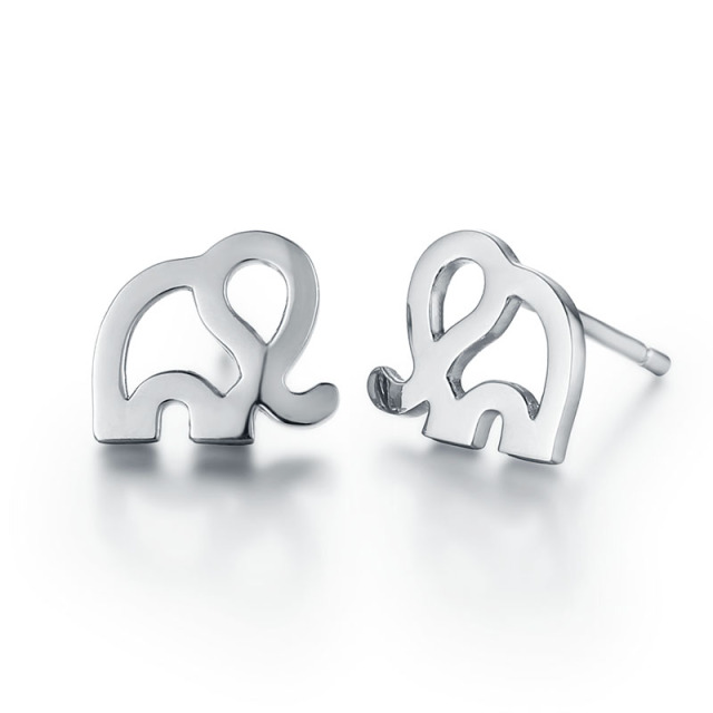 925 Sterling Silver Elephant Stud Earrings