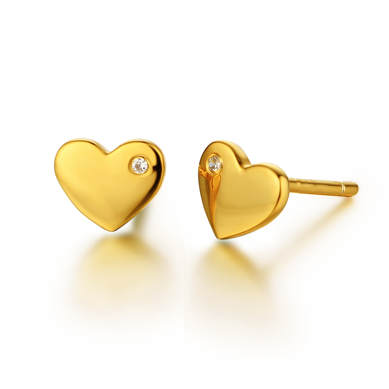 925 Sterling CZ Stones Heart Stud Earrings
