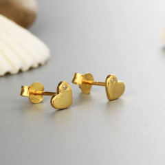 925 Sterling CZ Stones Heart Stud Earrings