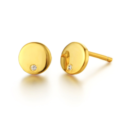 925 Sterling Silver Cubic Zirconia Round Stud Earrings