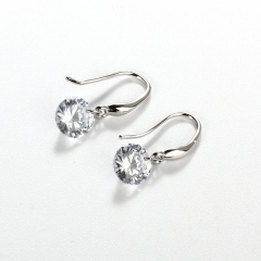 925 Sterling Silver Round Zirconia Hook Earrings