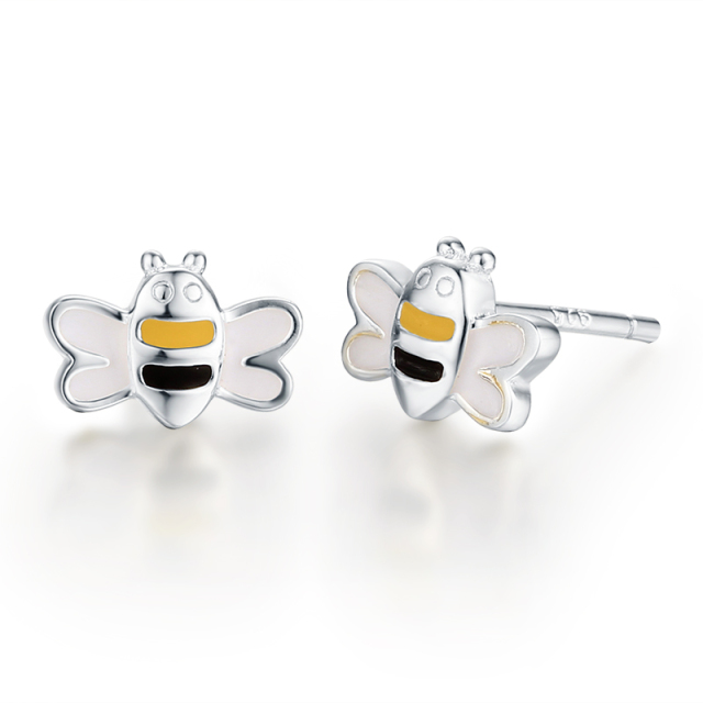 925 Sterling Silver Cute Bee Stud Earrings