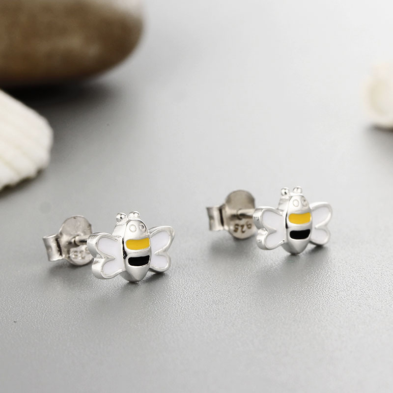 925 Sterling Silver Cute Bee Stud Earrings