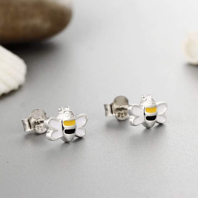 925 Sterling Silver Cute Bee Stud Earrings