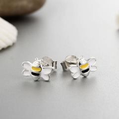 925 Sterling Silver Cute Bee Stud Earrings