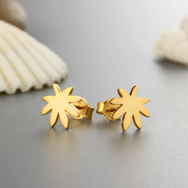 925 Sterling Silver Coconut Leaves Stud Earrings