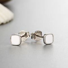 925 Sterling Silver Drop Square Stud Earrings