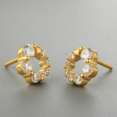 925 Sterling Silver Cubic Zirconia Round Ring Earring
