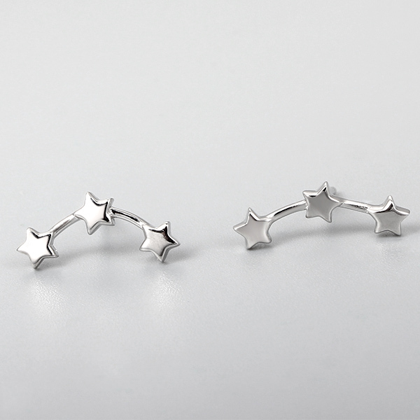 925 Sterling Silver Line Star Earrings