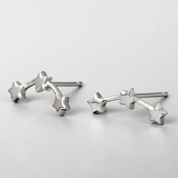 925 Sterling Silver Line Star Earrings