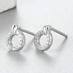 925 Sterling Silver Cubic Zirconia Round Stud Earrings