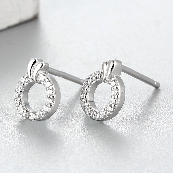 925 Sterling Silver Cubic Zirconia Round Stud Earrings