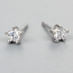 925 Sterling Silver Solitaire Stone Earrings