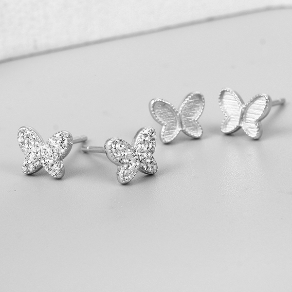 925 Sterling Silver Butterfly Stud Earrings