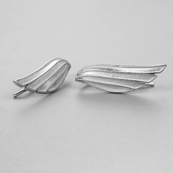 925 Sterling Silver Feather Wing Hook Earrings