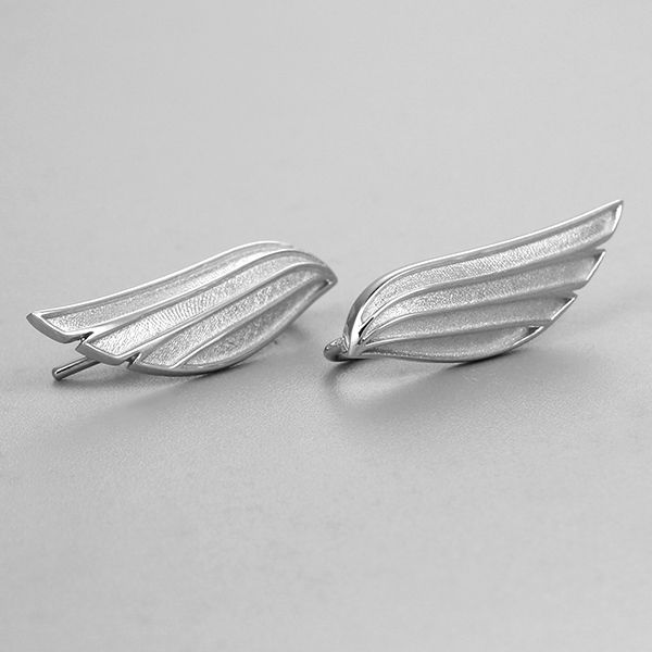 925 Sterling Silver Feather Wing Hook Earrings