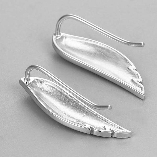 925 Sterling Silver Feather Wing Hook Earrings