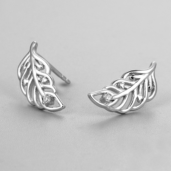 925 Sterling Silver Leaf Stud Earrings