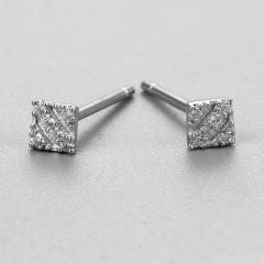 925 Sterling Silver CZ Stone Diamond Shaped Stud Earrings