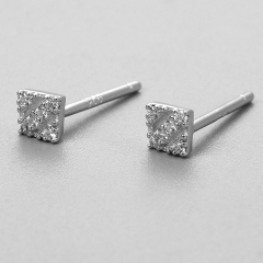 925 Sterling Silver CZ Stone Diamond Shaped Stud Earrings