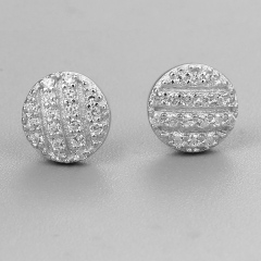 925 Sterling Silver CZ Stone Round Post Earrings
