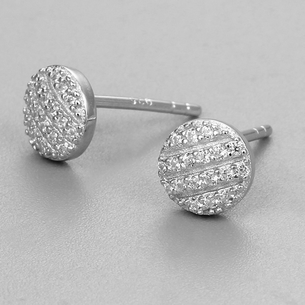 925 Sterling Silver CZ Stone Round Post Earrings