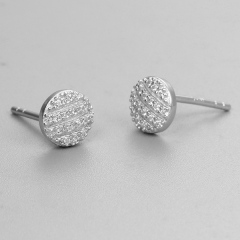 925 Sterling Silver CZ Stone Round Post Earrings