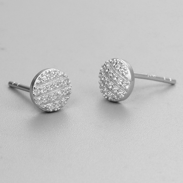 925 Sterling Silver CZ Stone Round Post Earrings