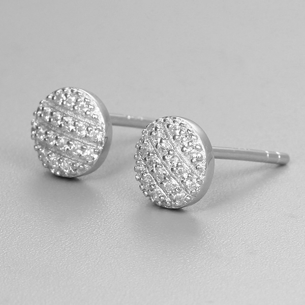 925 Sterling Silver CZ Stone Round Post Earrings